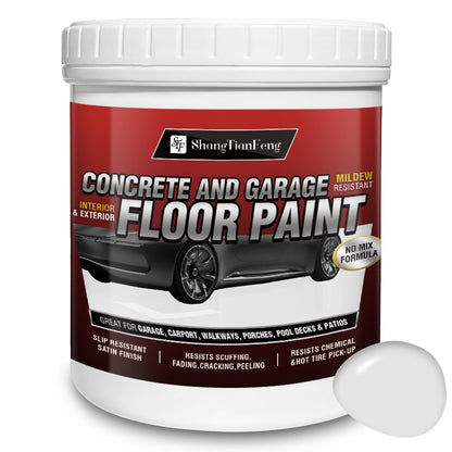 5 Gallon Professional Floor Paint Kit ( White, 800-1000 sq.ft) - Acrylic Concrete Coating for Garages & Indoor and outdoor floors and walls | Single Component Formula | Ready-to-Use | Low VOC|Anti Slip