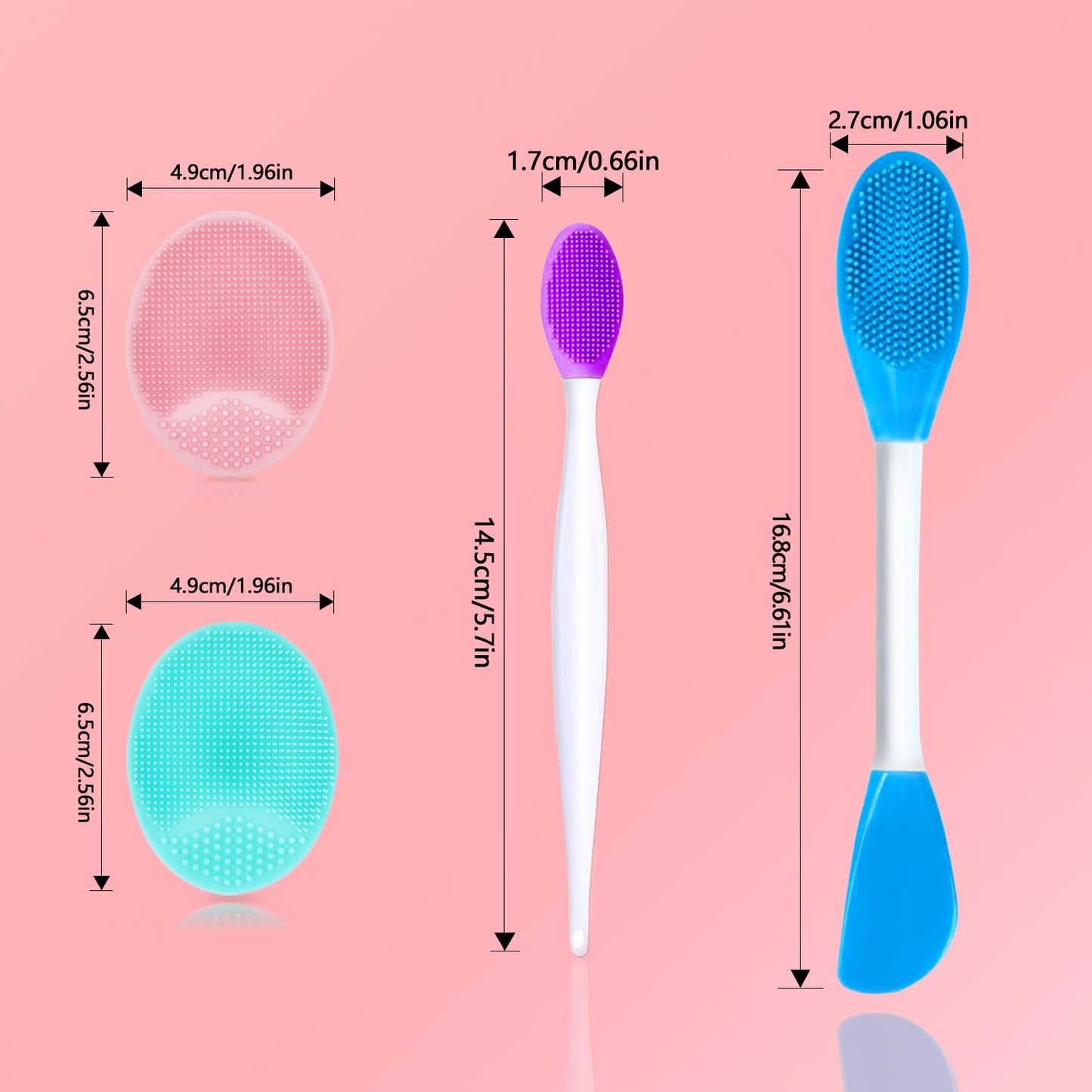5PCS Silicone Scrubber Set, Lip & Face Cleansing Brush and 2PCS Exfoliating Face Brush for Men & Women