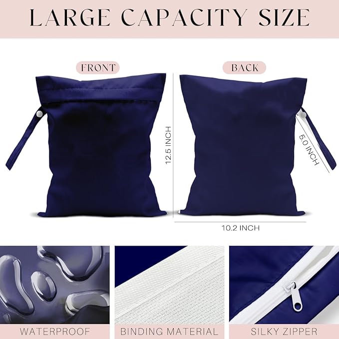 Waterproof Wet Bag for Swimsuit, Travel Beach Wet Dry Bag, Hidden Zipper