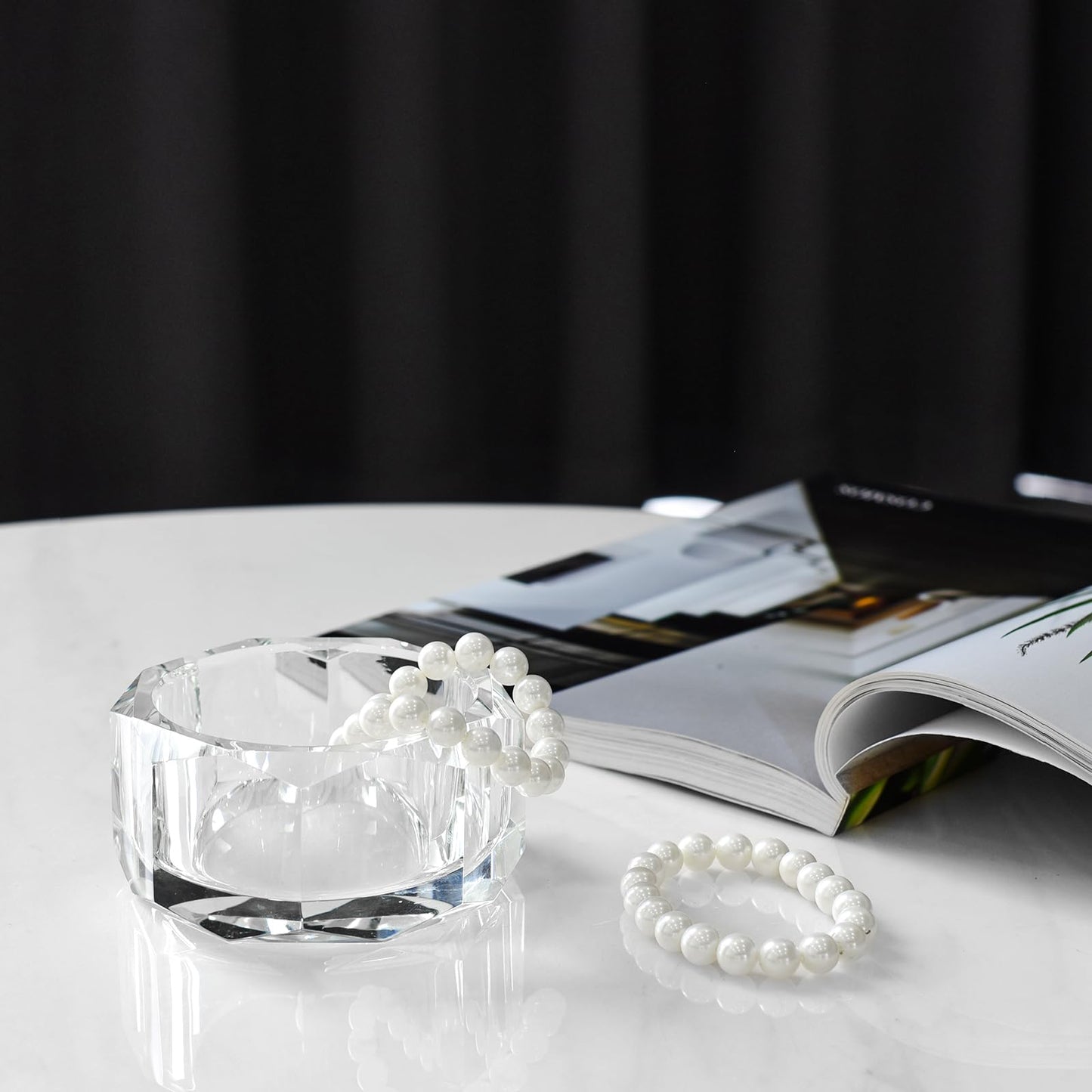 kitCom Crystal Candy Dish Hand-Cut Home Decorative Jewelry Box Candy Jar W 3.94" x H 1.97", Comes With Gift Box