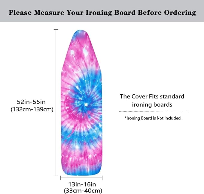 Pink Blue Tie Dye Iron Board Cover Extra Wide Ironing Board Cover and Pad