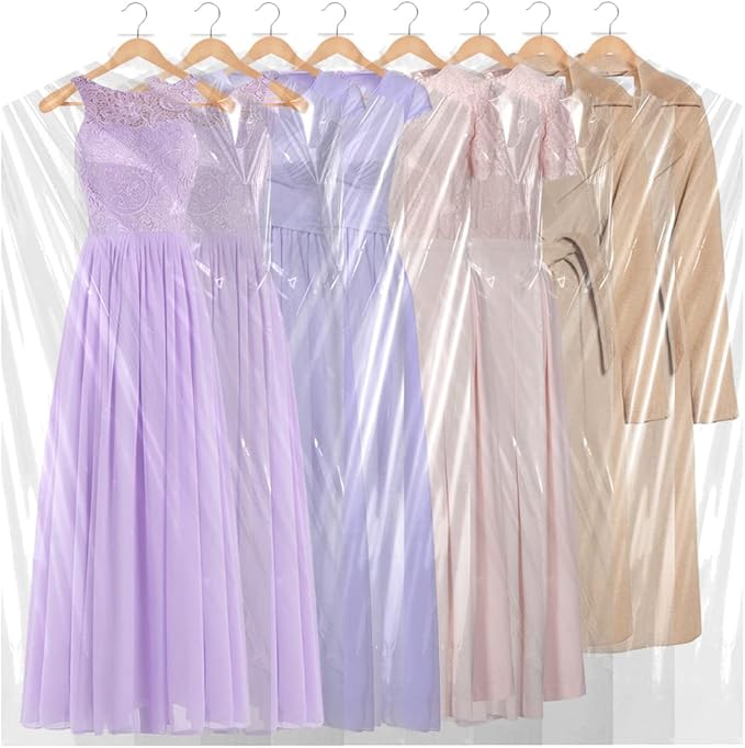 BEISHIDA 25PCS 72 Inch Plastic Garment Bag-Plastic Clear Dry Cleaner Laundry