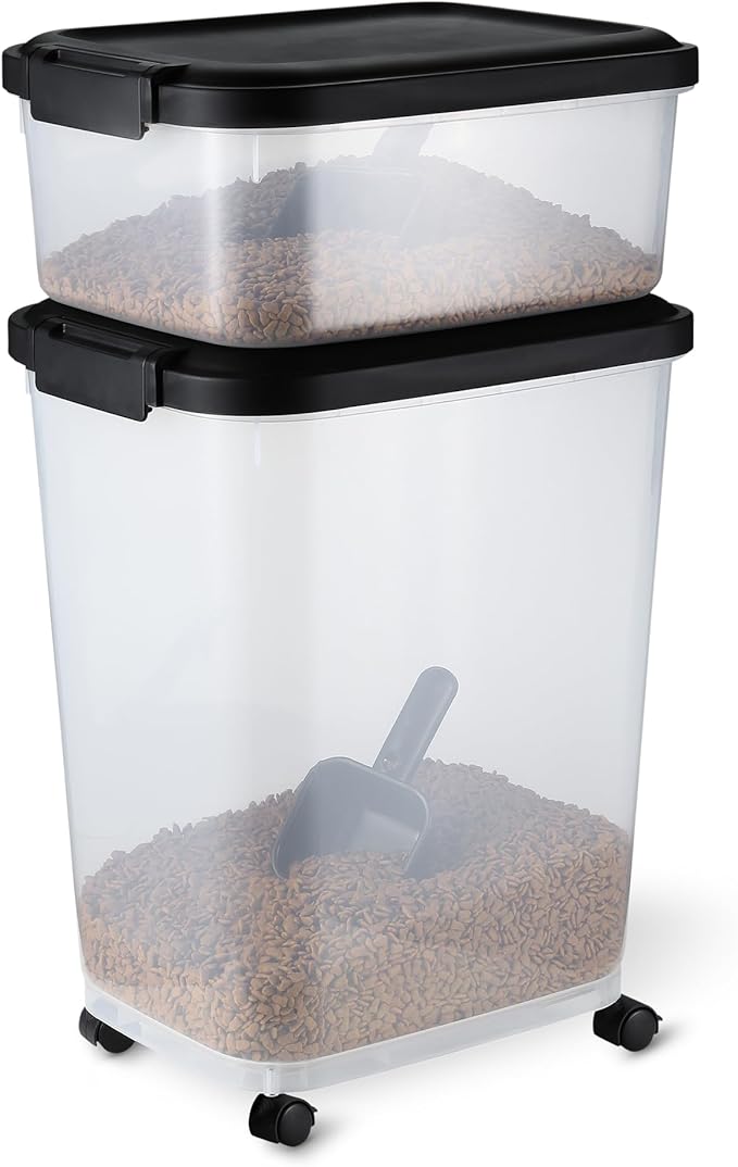 Amazon Basics Pet Food Storage Container Set, 30lbs and 10lbs