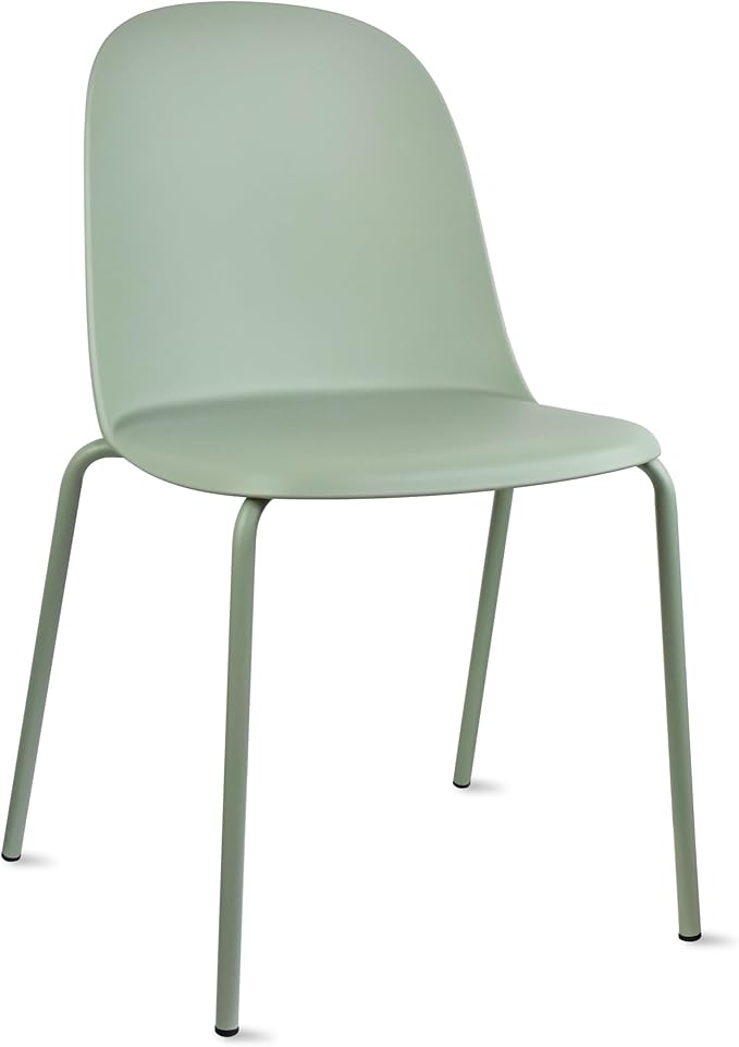 2xhome Modern Stackable Armless Dining Chair | Plastic Shell Seat with Metal Legs | Indoor or Outdoor Use | Home Kitchen Patio (1, Green, No Padding)