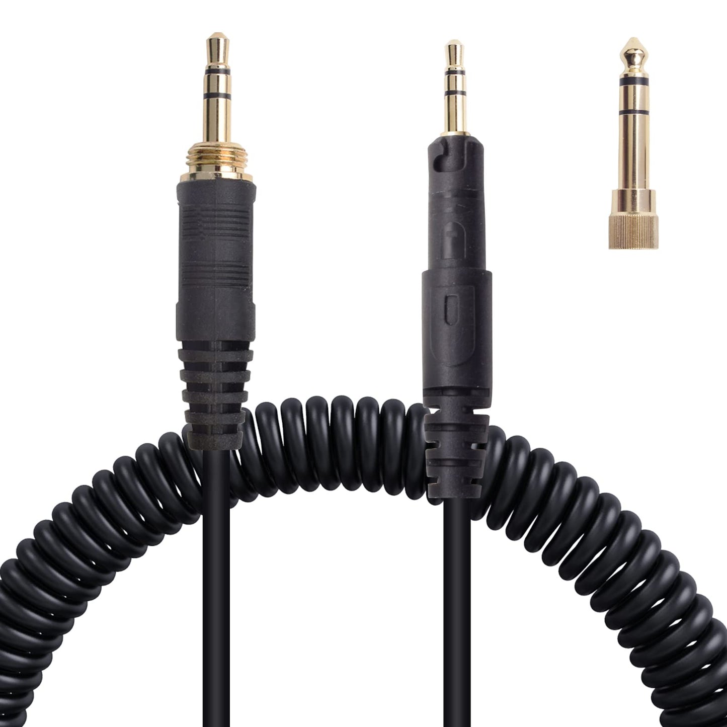 Hizsoaor ATH-M50x Replacement Cable, Audio Cable Compatible with Audio Technica ATH-M50x、ATH-M40x、ATH-M70x、ATH-M60x Coiled AUX Headphone Extension Cable with 6.35mm(1/4") Adapter(4ft extends to 10ft)