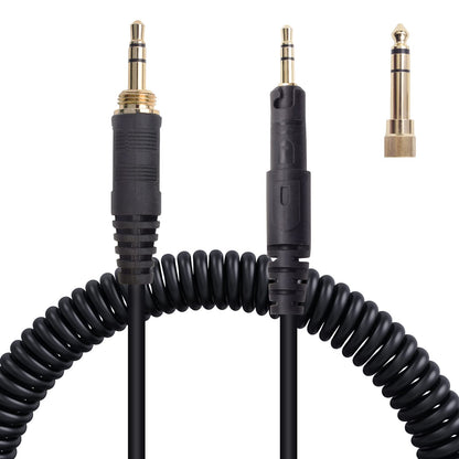 Hizsoaor ATH-M50x Replacement Cable, Audio Cable Compatible with Audio Technica ATH-M50x、ATH-M40x、ATH-M70x、ATH-M60x Coiled AUX Headphone Extension Cable with 6.35mm(1/4") Adapter(4ft extends to 10ft)