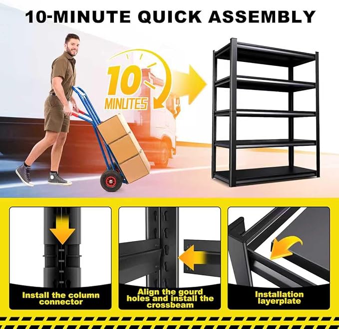 Set of 3 71"H-35"W Garage Shelving-2050LBS 5 Tier Storage Shelves,Adjustable Heavy Duty Metal Shelving Unit and Storage Large Rack,Utility Steel Shelf For Shop Warehouse Industrial Pantry 71"x35"x16"