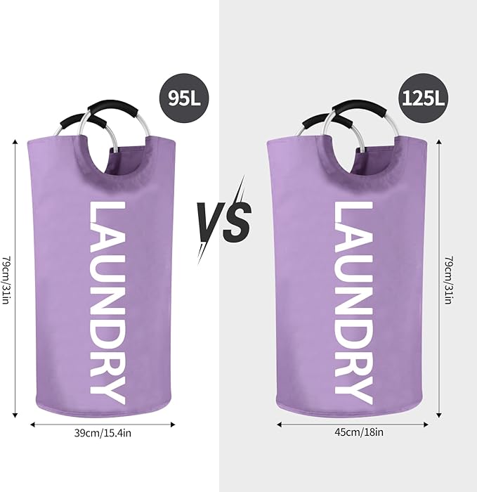 WOOHA 125L Large laundry basket, Collapsible laundry hamper, Tall Clothes