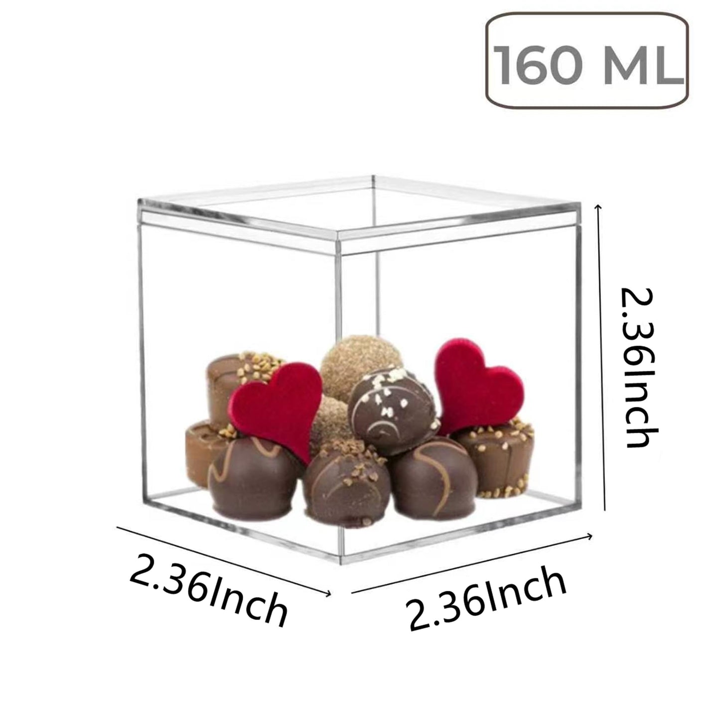 KissYou Small Clear Acrylic Box, 4 Pack Plastic Square Cube Acrylic Storage Box for Graduation Wedding Birthday Party Candy Boxes Jewelry Storage Box