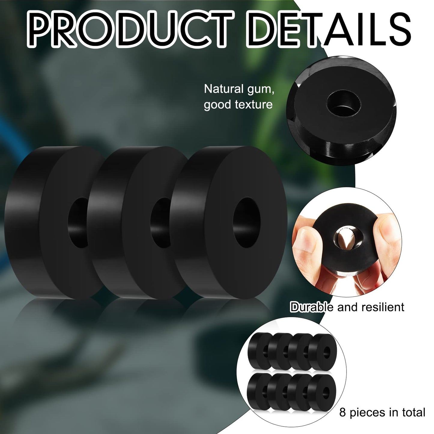 8 Pcs Rubber Isolation Pads Thick Rubber Washers 1.5 Inch OD 0.5 Inch ID 0.4'' Thick Mechanical Vibration Damping Pads Anti Vibration Isolation Isolator Washer