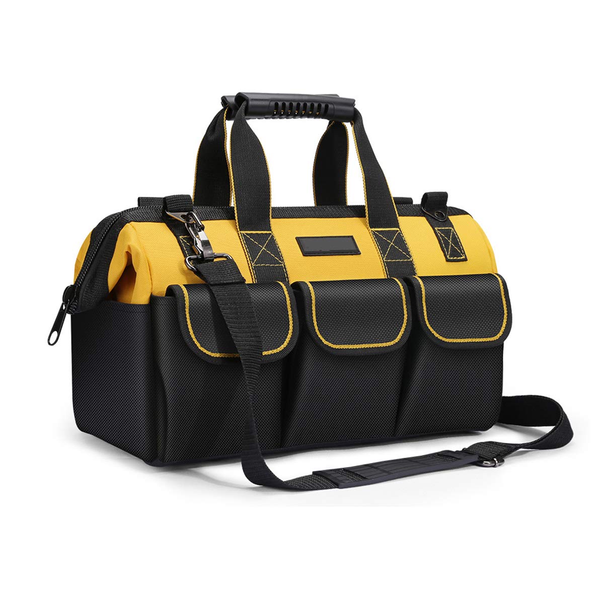 17-Inch Tool Bag Organiser, 43×17×25 cm, Muti-Purpose Wide Open Mouth Tool Storage Bag with Adjustable Shoulder Strap Tool Bag Organizer for Home DIY & Equipment Storage with Shoulder Strap