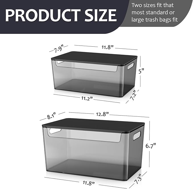 2 Pack Trash Bag Holder Under Sink Stackable, Plastic Garbage Bag Dispenser