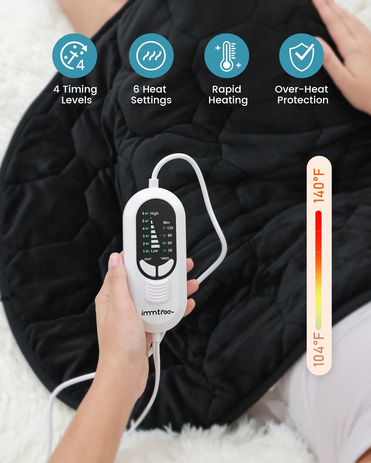 immtree Weighted Heating Pad for Deeper Pain Relief, 7lbs XXXL Size(29x24) with Fast Heat Technology, Heated Blankets for Adults, Relief for Back and Shoulder and Knee