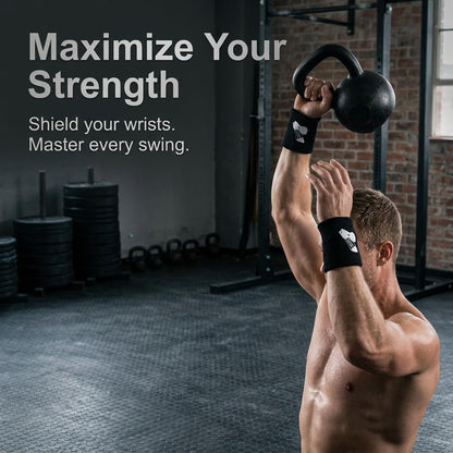 2pcs Kettlebell Wrist Guards for Men and Women, Sweat Weighted Wristbands with Insert Support, Shock-Absorbing Sleeve Protector for Sports, Weightlifting, Crossfit, Fitness Training, One Size Fits All