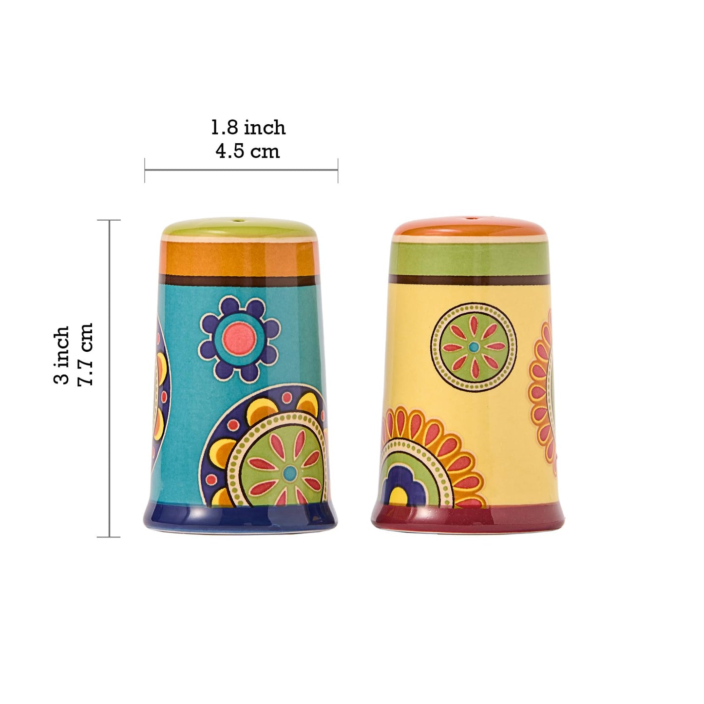 Bico Tunisian Ceramic Salt & Pepper Shaker Set, for Kitchen or Decor, Dishwasher Safe