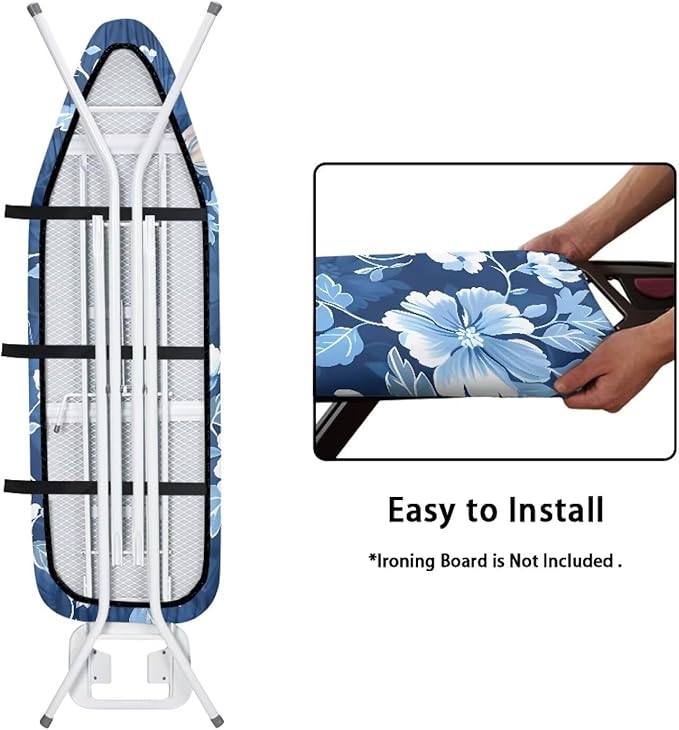 Ironing Board Covers Scorch Resistant Insulation, Retro Blue Floral Ironing