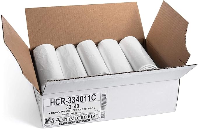Aluf Plastics High Density Trash Bags, 33 Gallon, 11 Micron,