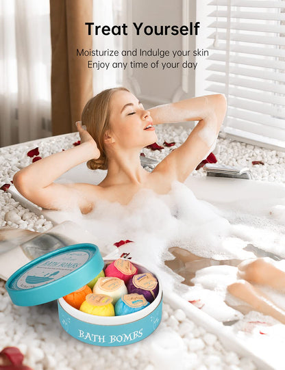 Aofmee Bath Bombs Gift Set, 7pcs Fizzies Spa Kit Perfect for Moisturizing Skin, Birthday Valentines Mothers Day Anniversary Christmas Best Gifts Ideas for Women, Mum, Girls, Her, Kids