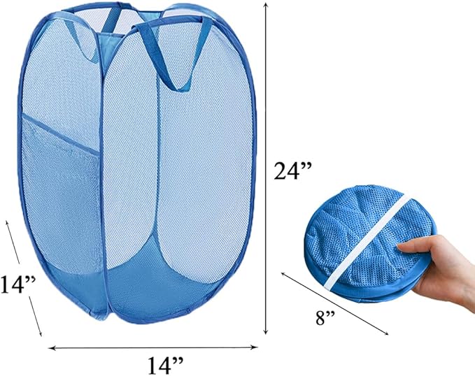 Mesh Pop Up Laundry Hamper, Collapsible Laundry Baskets, Foldable Dirty Clothes
