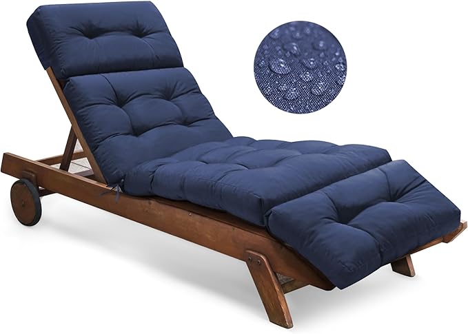 Waterproof Outdoor Chaise Lounge Chair Cushion 74.4 x 22 x 4.7 Inches Memory