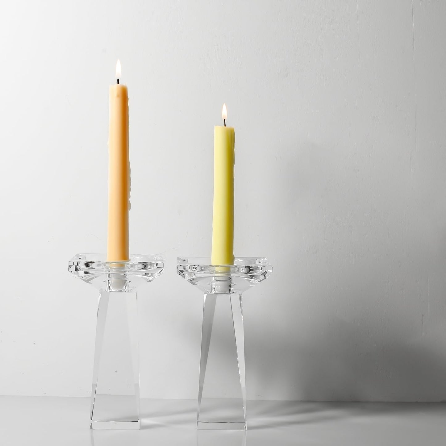 Kitcom Crystal Taper/Pillar Candle Holders Set of 2, 6.3 Inches Height, Table Centerpieces for Home Decor Wedding, Clear