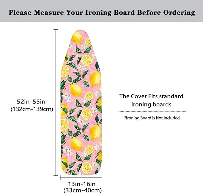 Lemon Ironing Board Cover, Elastic Edge, Heavy Duty Iron Pad Covers Standard