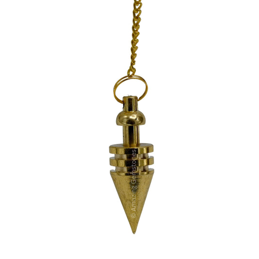 Amazing Gemstone Healing Metal Pendulums for Divination, Gold Ring Cone Steel Copper Pendulum High Energy Pendulo de Bronce Pendulos de Mesa MP47