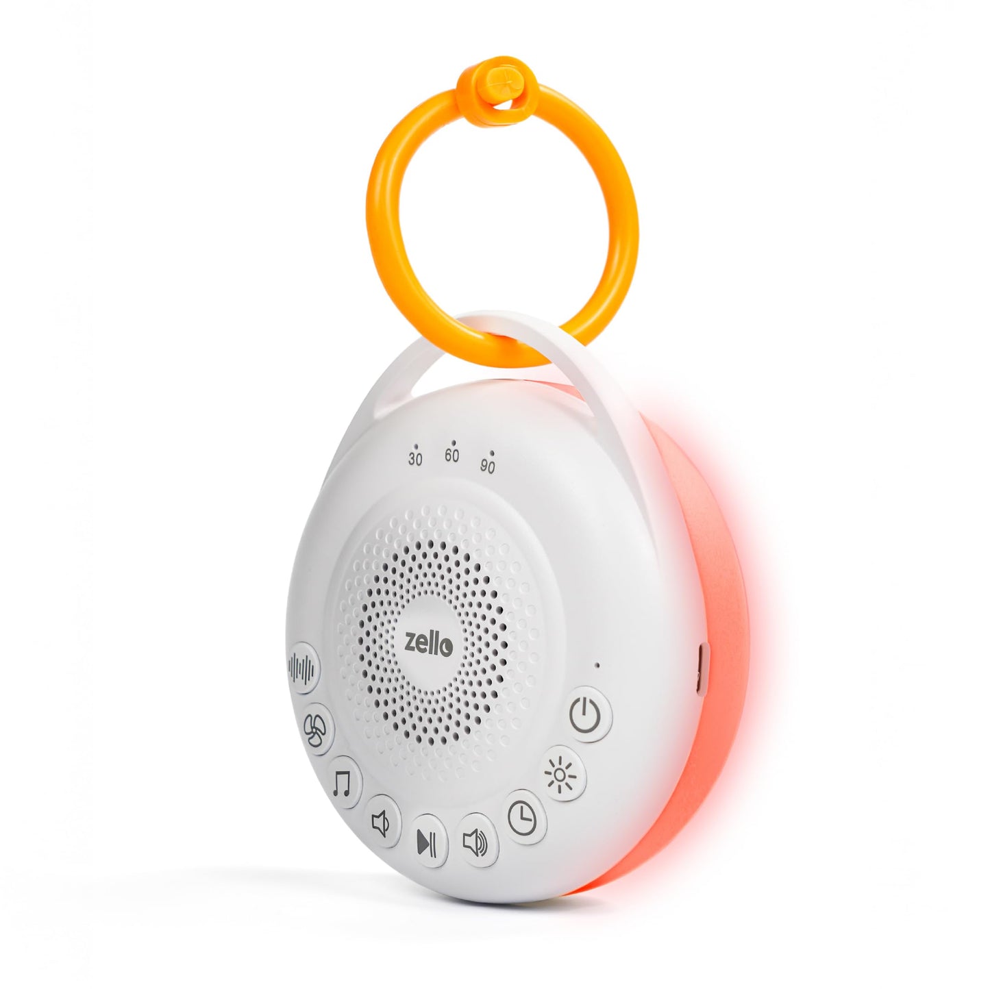 Zello Portable Pro White Noise Machine Baby Sleep Aid 30 Soothing Sounds Red Nightlight 20hr Battery USB Rechargeable Memory Function Portable Sound Machine Travel Pram Pushchair Cot Nursery