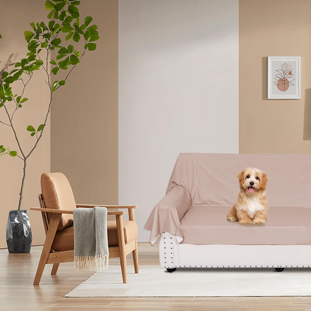DUJUIKE Waterproof Bed Sheet Cover,Pet Hair Resistant Bed Sheet Cover for Dog and Cats, Mattress Protector for Children, Bed Liner Cover with Waterproof Breathable Fabric (Camel, Twin 160 x 230 cm)
