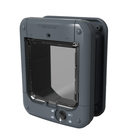 Closer Pets Microchip Activated Cat Door for Entry Control of up to 30 Cats - ISO and AVID Compatible - (Grey)
