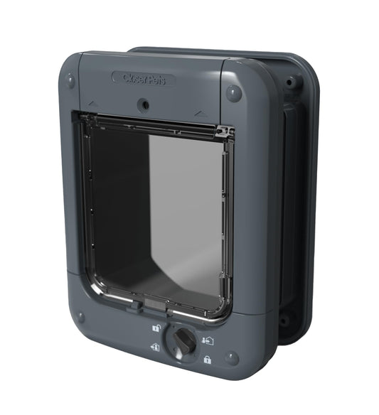 Closer Pets Microchip Activated Cat Door for Entry Control of up to 30 Cats - ISO and AVID Compatible - (Grey)