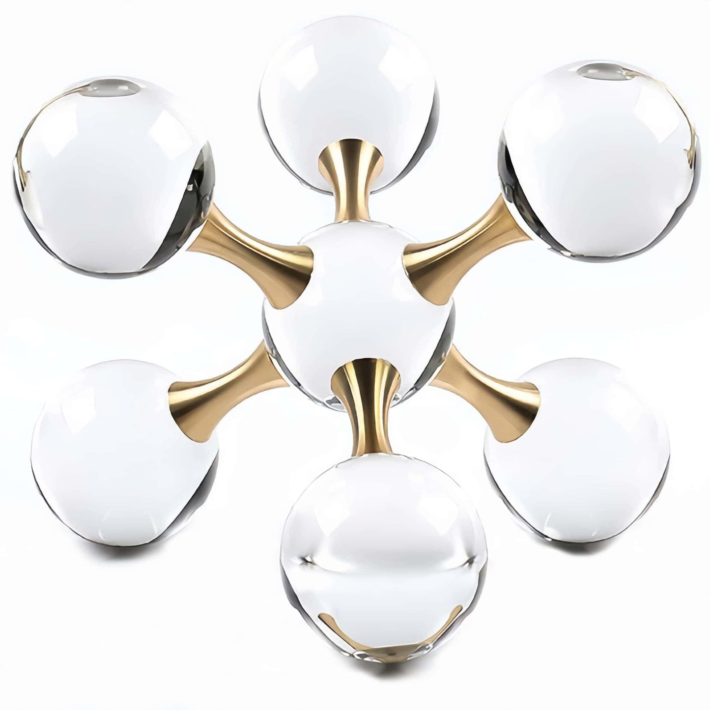 6.7 inch Transparent Golden Crystal Ball, Living Room Decor, Gold Modern Western House Decor Aesthetic, Home Decor Living Room, Office, Book Shelf, Bedroom, Desk, Fireplace, Coffee Table and More