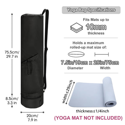 sportsnew Yoga Mat Bag, Full Zip Cargo Yoga Mat Carrier Bag with Drawstring Water Bottle Pocket and Bottom Wet Pocket, Exercise Yoga Mat Carrier Holder Multi-Functional Storage Bag patent pending
