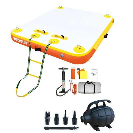 vapaus Inflatable Floating Dock with Electric Air Pump Bundle – Versatile Water Platform with Quick Inflation for Outdoor Fun