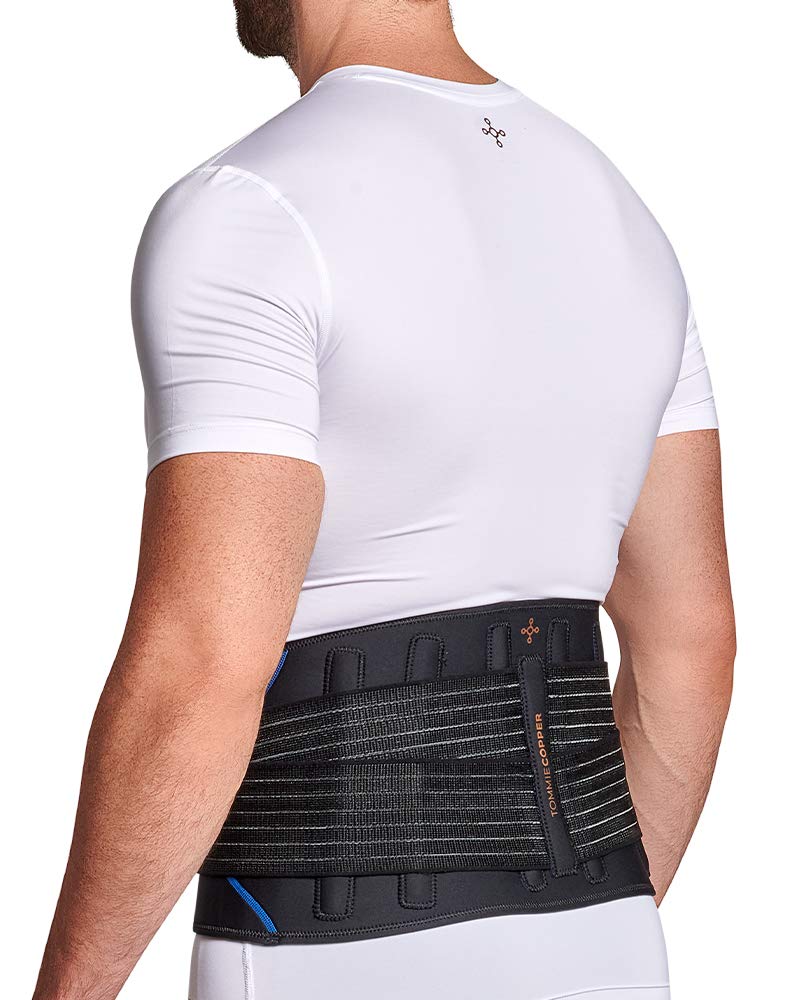 Tommie Copper Pro-Grade Adjustable Support Back Brace and Posture Corrector, Breathable Flex Stability Straps for Lumbar Support, Posture & Muscle Support - Unisex, Black - Large/X-Large