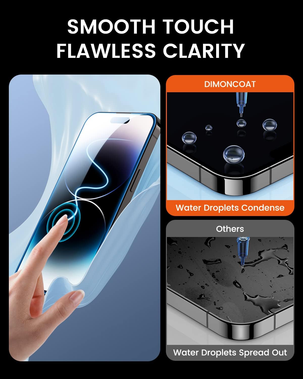 DIMONCOAT 4-PACK TOP 9H+ Glass for iPhone 15 Pro Privacy Screen Protector [Auto Alignment Kit] [10X Military Protection] UNBREAK Tempered Glass Film for iPhone 15 Pro 6.1 inch [Case Friendly]