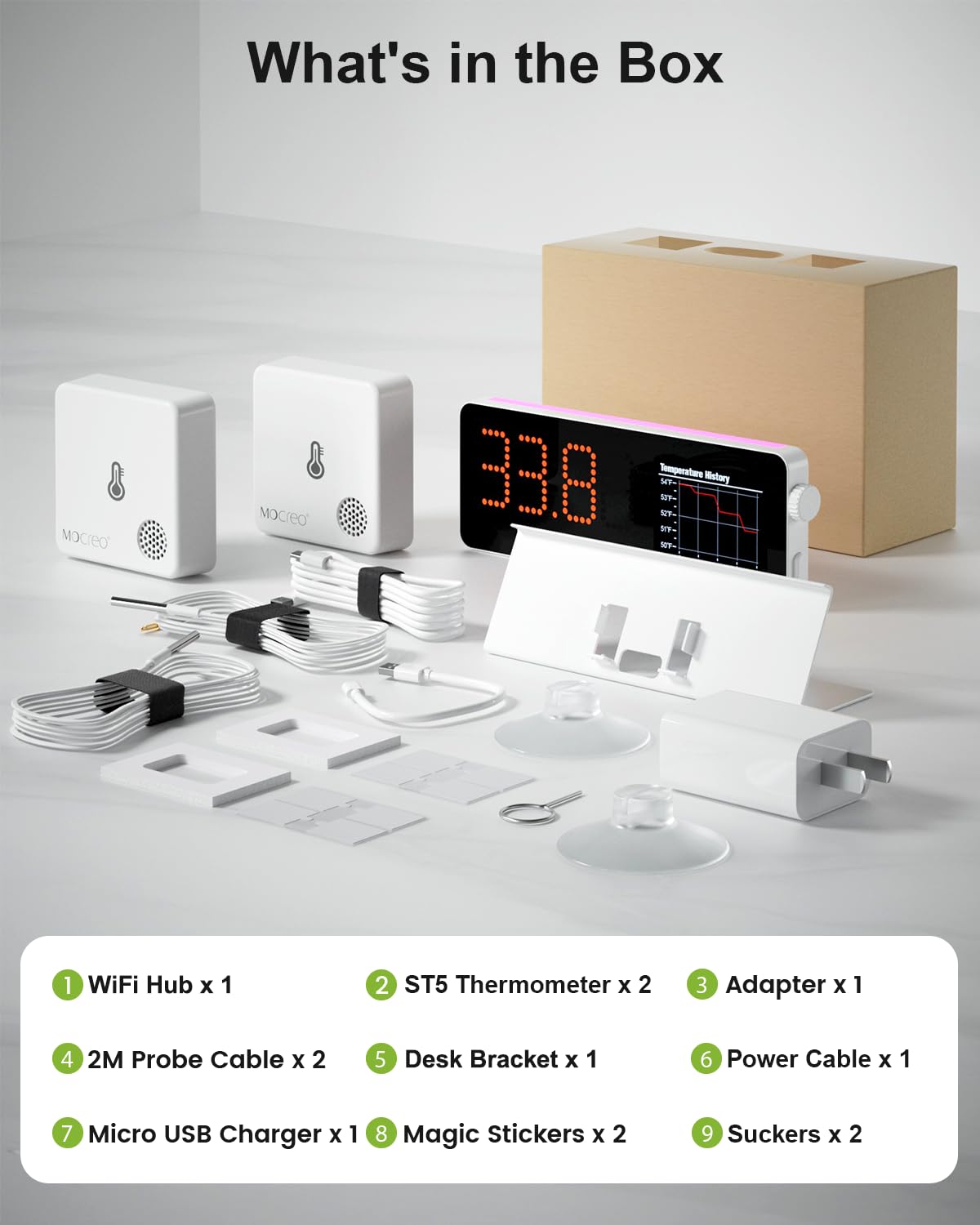 WiFi Freezer Thermometer Alarm with Digital Monitor Hub, App and Email Alerts, 2-Year Data Export, 2 Remote Temperature Sensors for Refrigerator, Fridge, Freezer