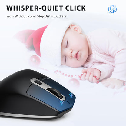 iClever Wireless Mouse with Bluetooth or USB Receiver, 5 Adjustable 2400DPI Rechargeable Computer Mice, Wireless Mouse for Laptop, iPad, MacBook, Tablet, PC