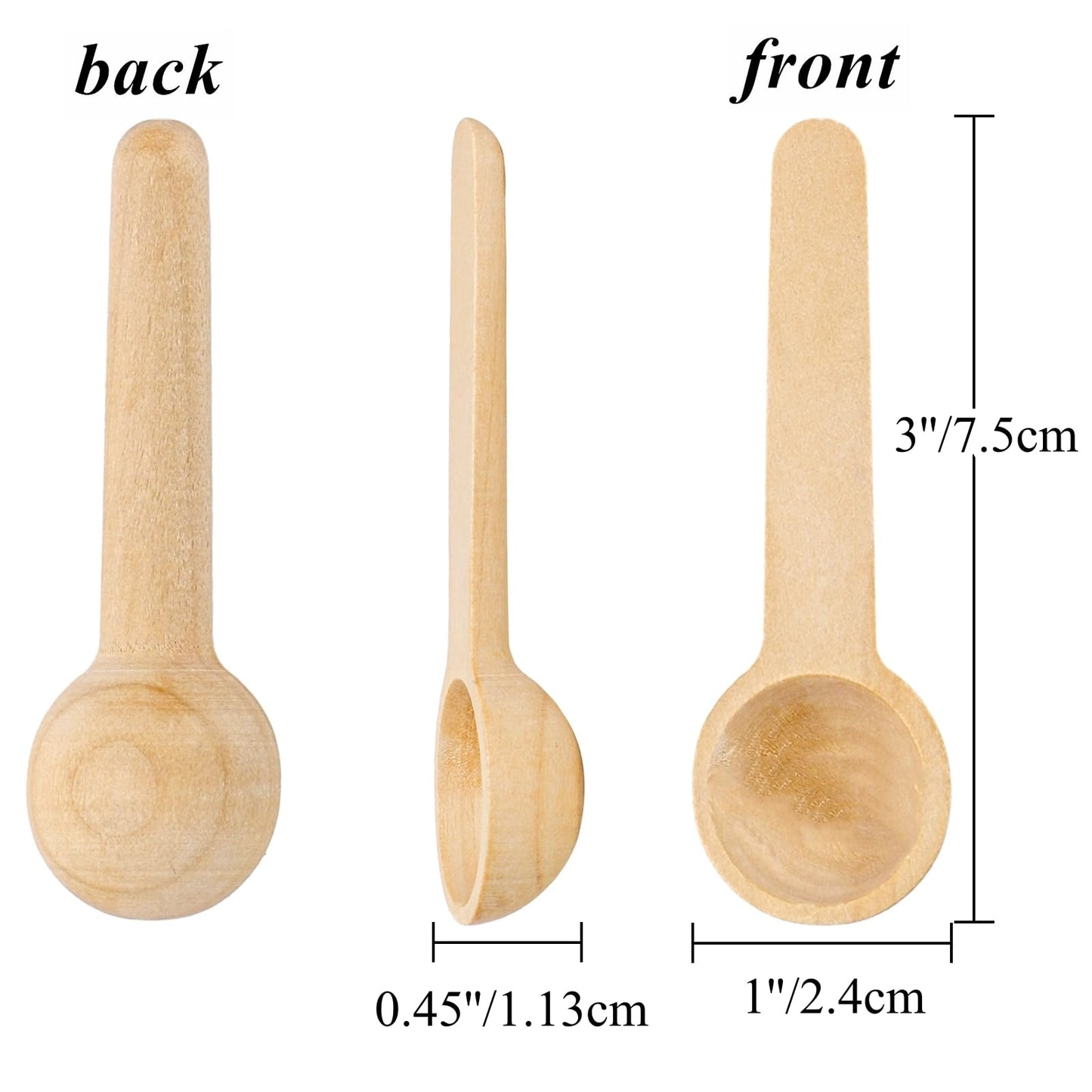 Tebery 60PCS Mini Wooden Spoons Small Bath Salt Spoon Candy Spoon Baby Spoon for Spice Jars Seasoning Honey Coffee