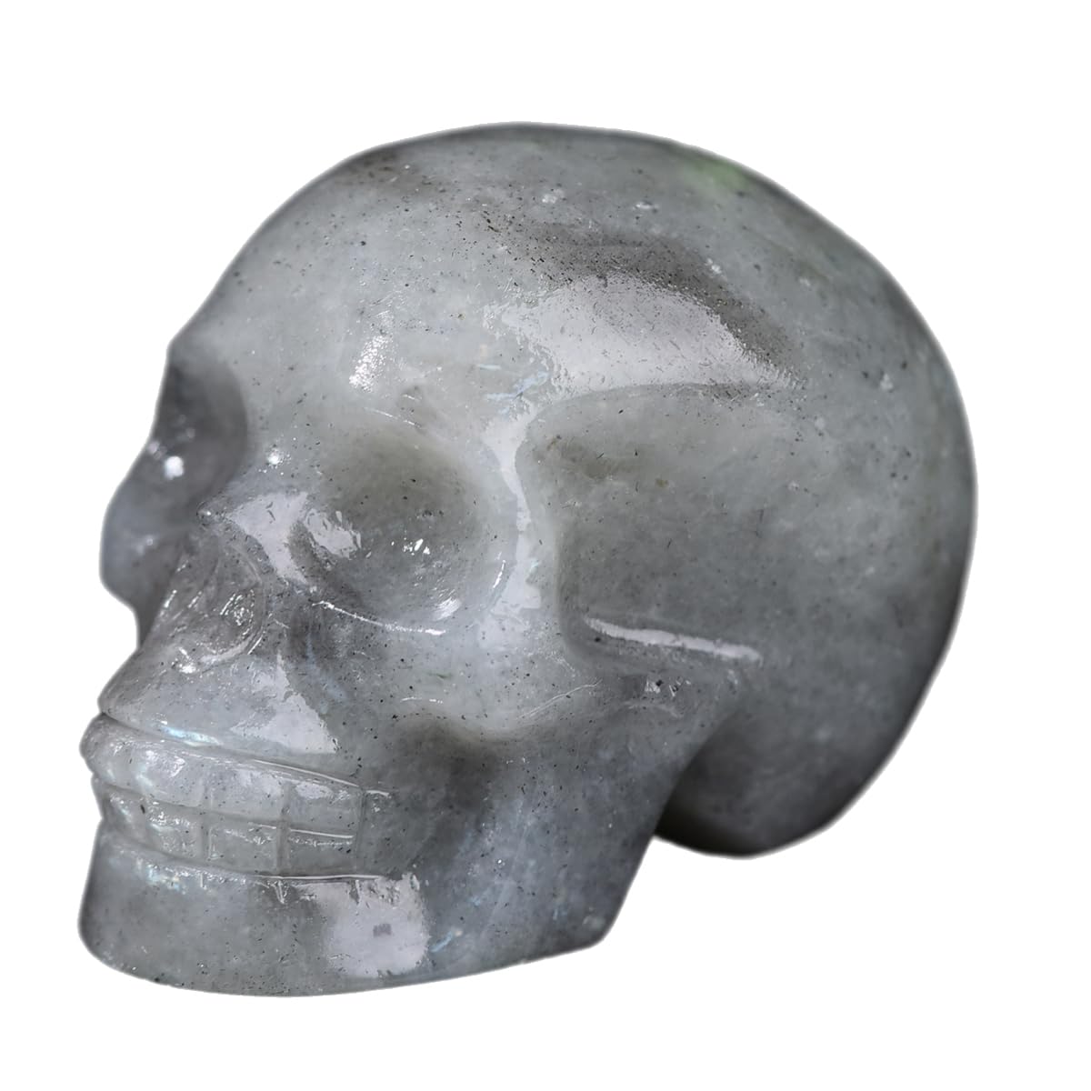 WUYOUSHI 2.0" Moonstone Skull Decor Statue Crystals and Healing Stones Skull Figurine Polished Gemstones Bedroom Office Desk Halloween Decoration