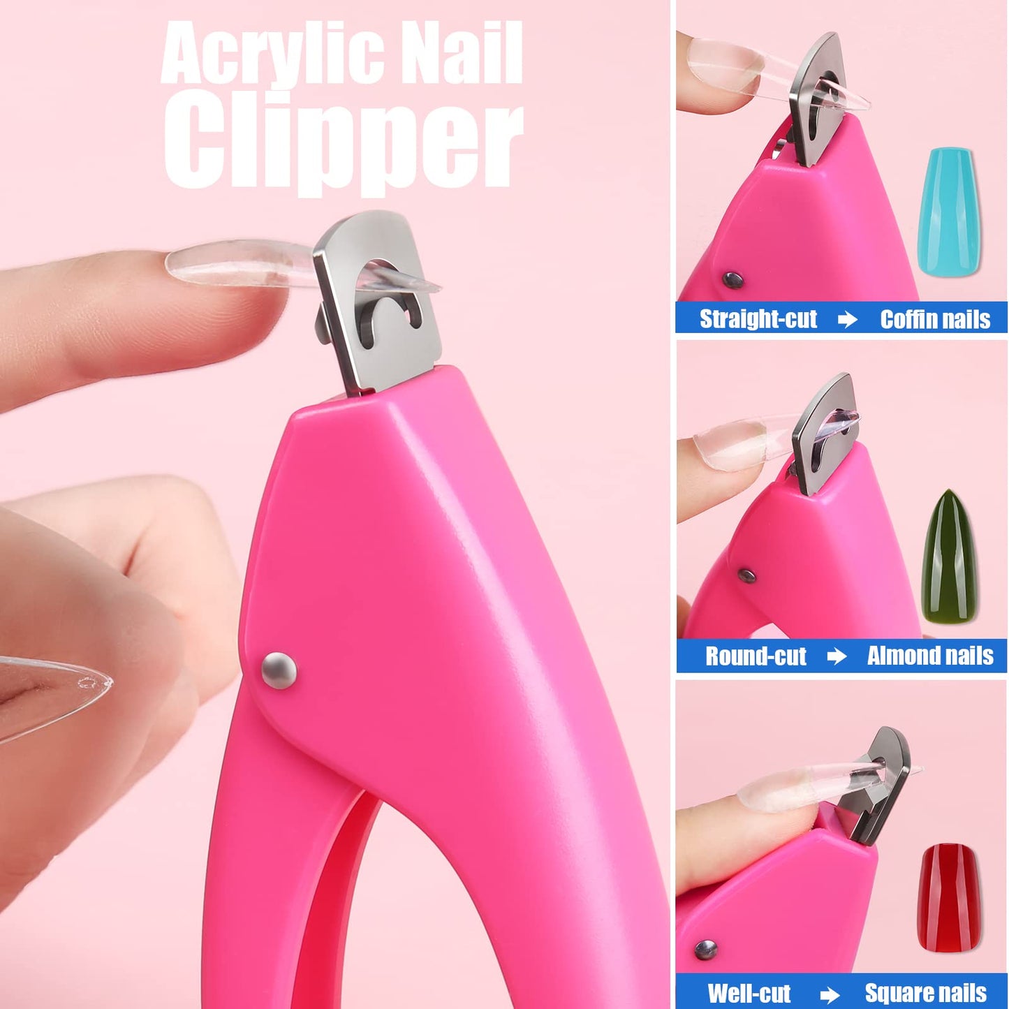 Teenitor Clear Coffin Nail Tips Set, Long Acrylic Nail Kit Full Cover Clear Press On Nails, 600 Pcs Fake Nails with Glue, Acrylic Nail Clipper Files and Buffer Polisher