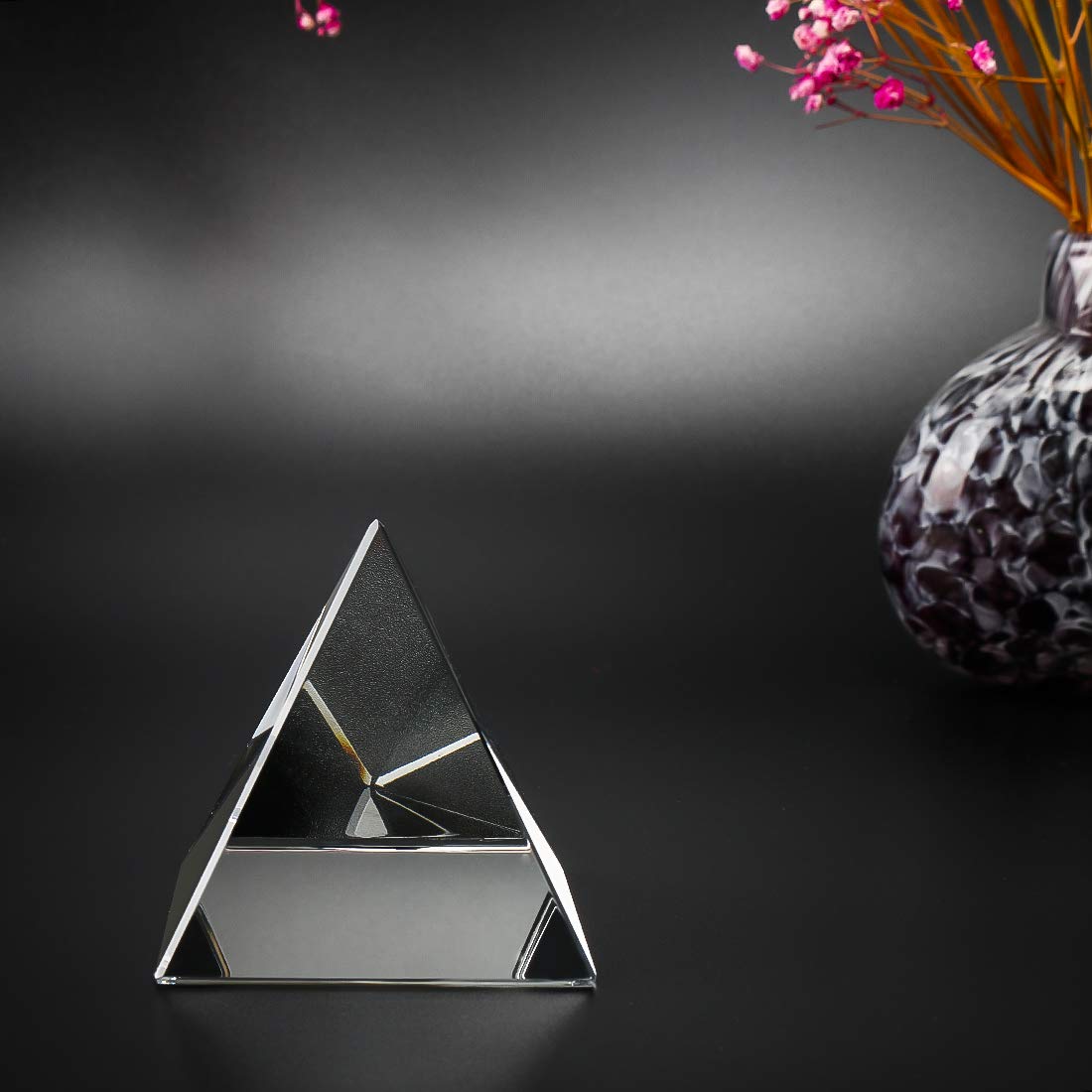 Crystal Pyramid Figurine and 80mm Clear Crystal Ball Bundle
