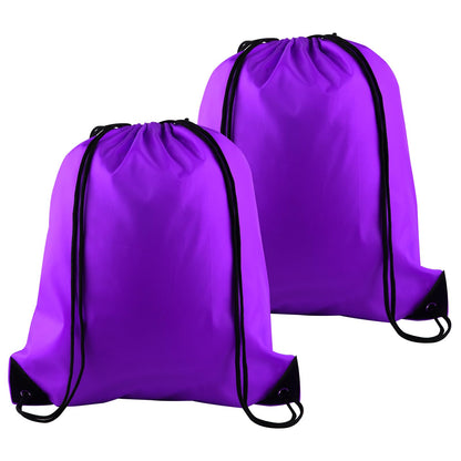 PLULON 2Pcs Drawstring Bags Bulk Purple Drawstring Backpack String Backpack Cinch Sack Sport Gym Backpack Bags for Yoga Traveling Outdoor Sports