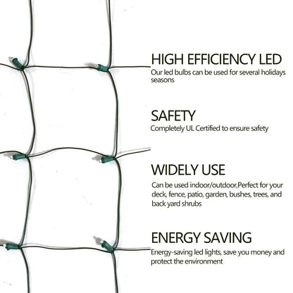100 LED Christmas Lights 5 ftx5ft Christmas Net Lights Outdoor Indoor Mesh Christmas Decorations Lights string,Perfect for Bushes or Trees, Green Wire（Warm White）