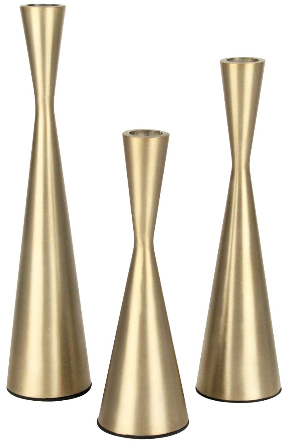 Vixdonos Brass Gold Taper Candlestick Holders Metal Candle Holders Set of 3 Table Mantel Decorative Candle Stand for Wedding, Dinning, Party,Home Decor (Gold)