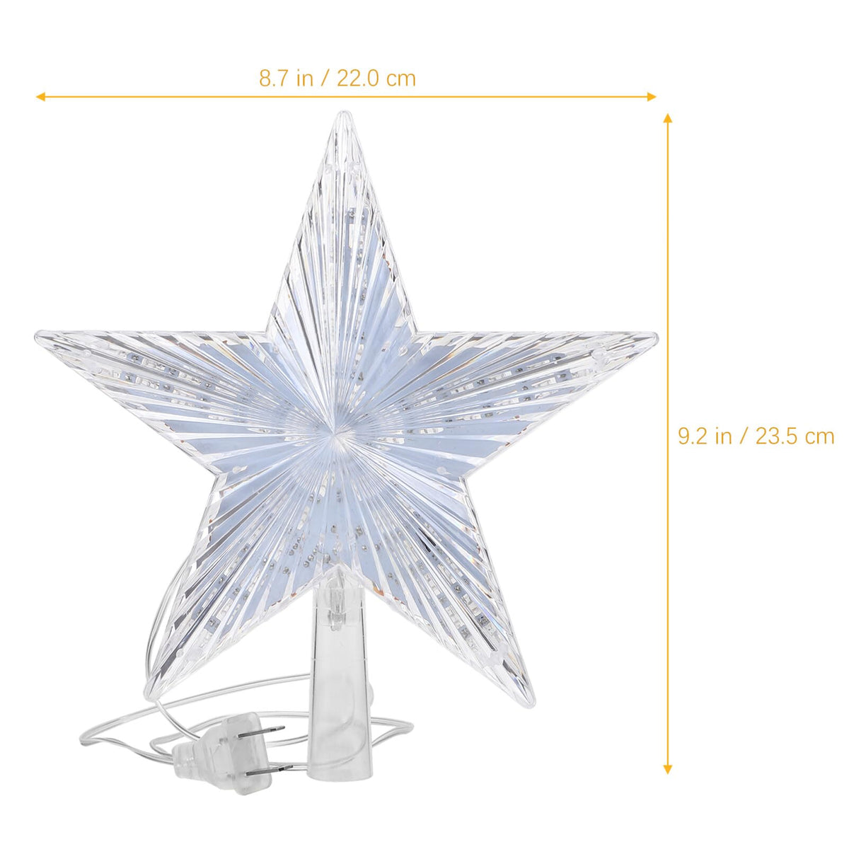 Beaupretty Tree Topper Star Plug LED Treetop Star Ornament for Indoor Holiday Party (Warm White)