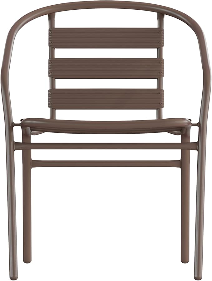 Flash Furniture Lila Bronze Metal Restaurant Stack Chair with Metal Slats