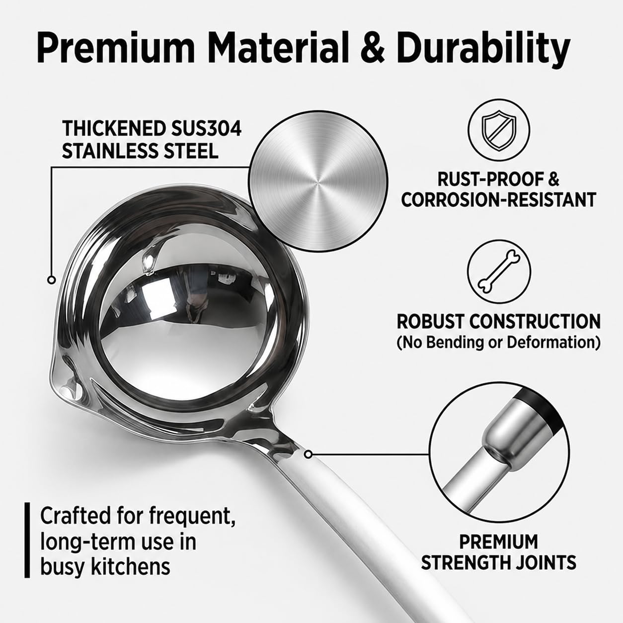 18/10 Stainless Steel Soup Ladle and Pasta Server Set, 2-Piece