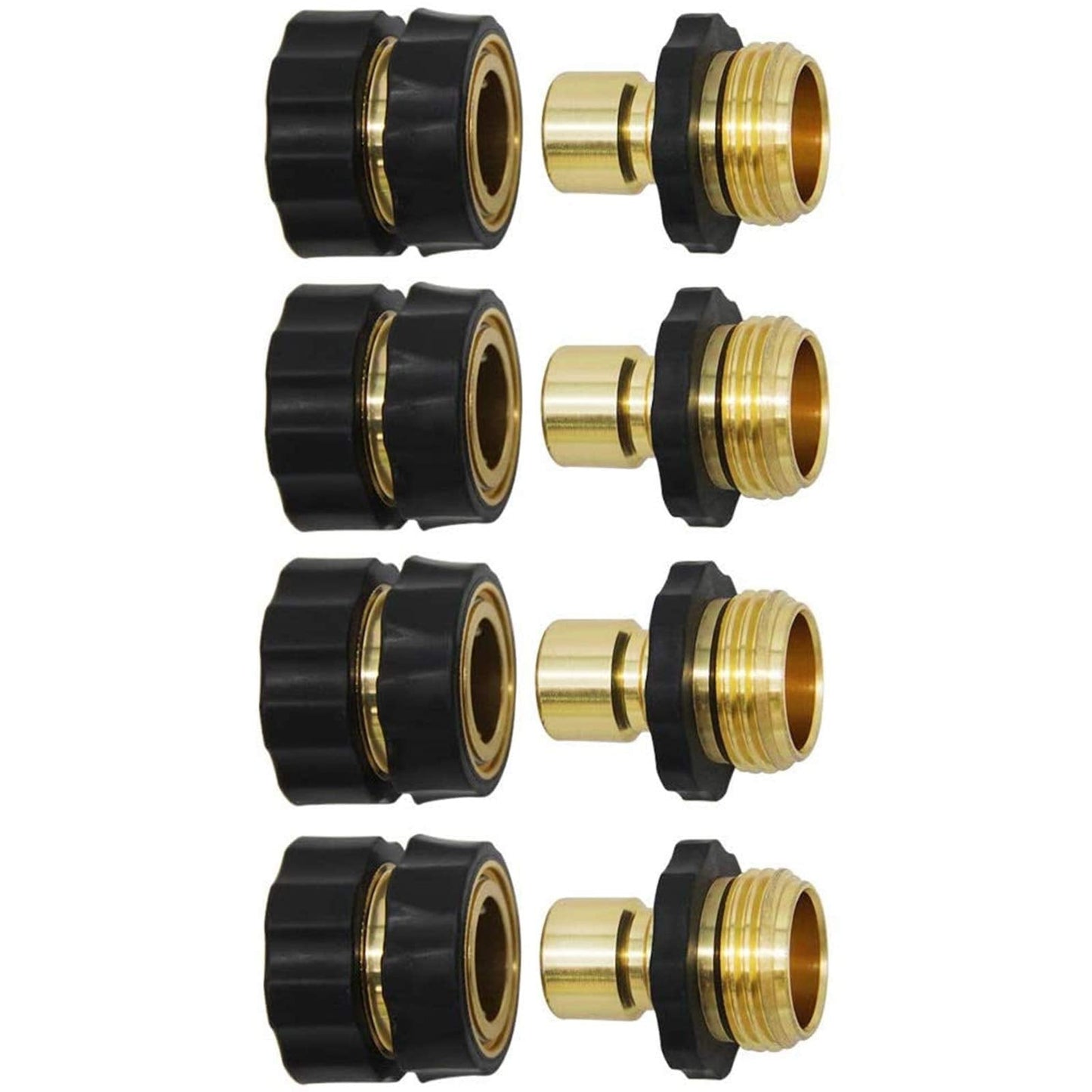 Twinkle Star 3/4 Inch Garden Hose Fitting Quick Connector Male and Female Set, 4 Set, Garden Hose Adapter, Quick Connect Hose Fittings, Garden Hose Connector, Hose Attachment