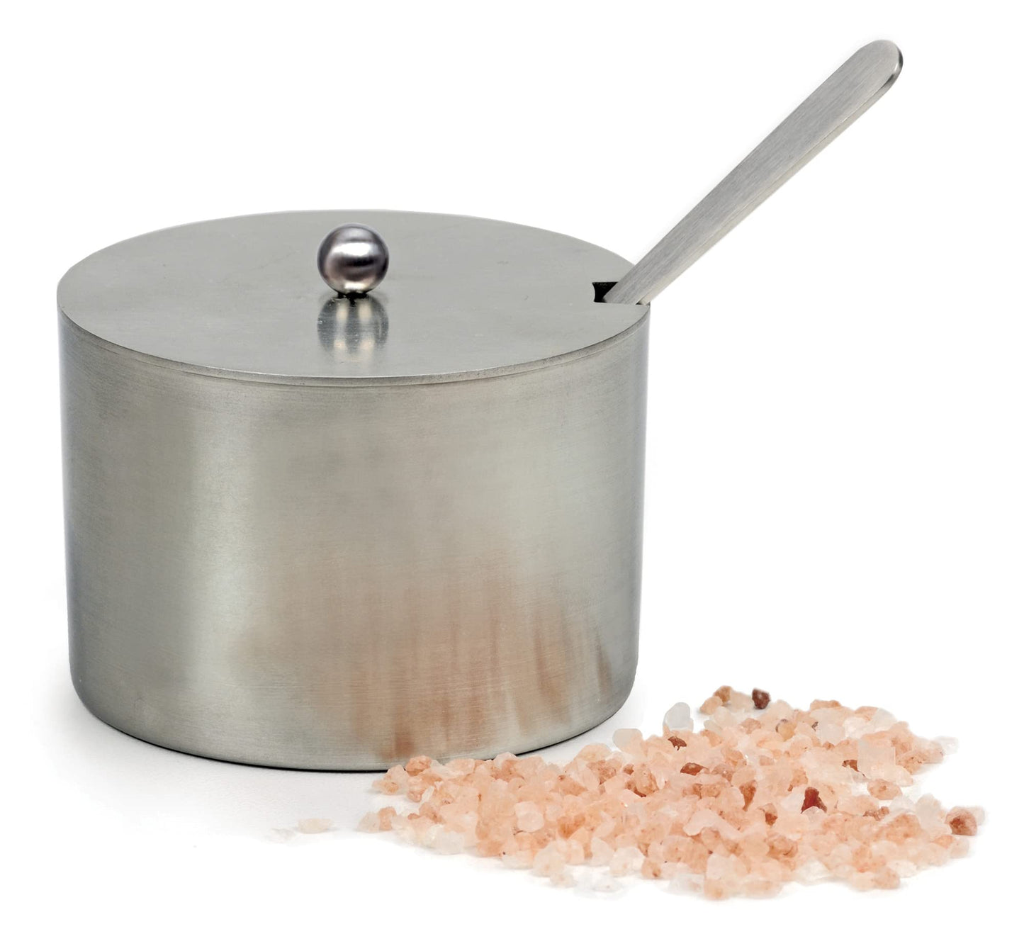 RSVP International Endurance Kitchen Collection Salt Cellar Set with Spoon, 4-Ounce, Brushed Stainless Steel